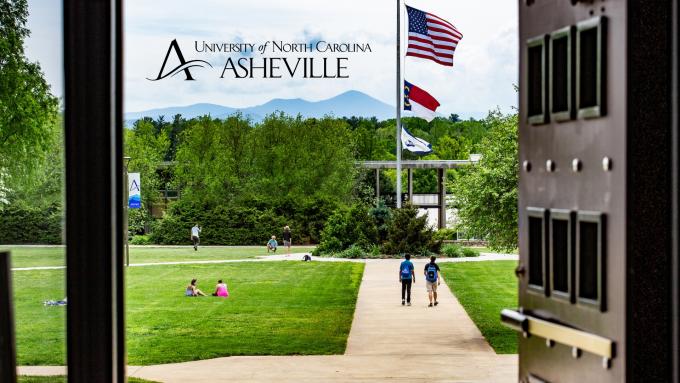 Zoom background view of Mt. Pisgah from Ramsey Library at UNC Asheville