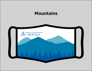 Face mask logo with mountains graphic
