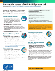 Prevent the spread of COVID-19 if you are sick informational poster